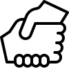 Icon of a helping hand holding another hand